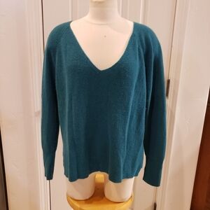 Sundance Rowan Blue Cashmere V Neck Sweater Size Petite Large